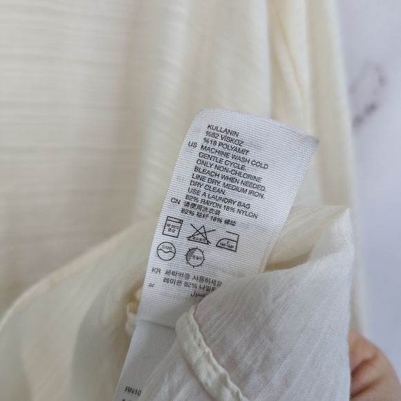 & Other Stories Peasant Top Size 4 Small White Button Popover Blouse 3/4 Sleeve - Picture 12 of 14